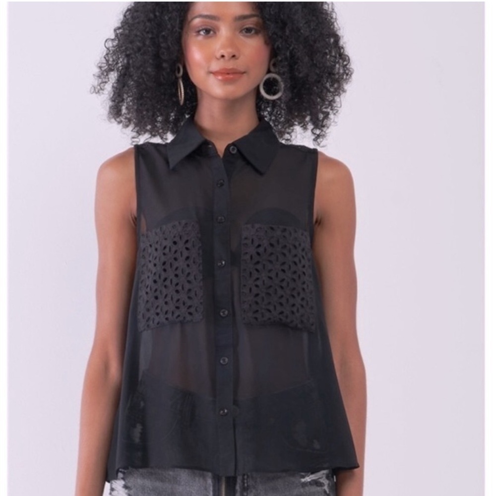 Sleeveless Semi Sheer Top